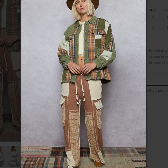 POL “ Mankato ” POL Jacket Shacket in Twill and Plaid Mix Fabric 68 - Picture 7 of 7